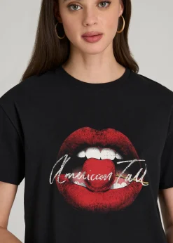 Black Cherry Lips Graphic Tee for Tall Women