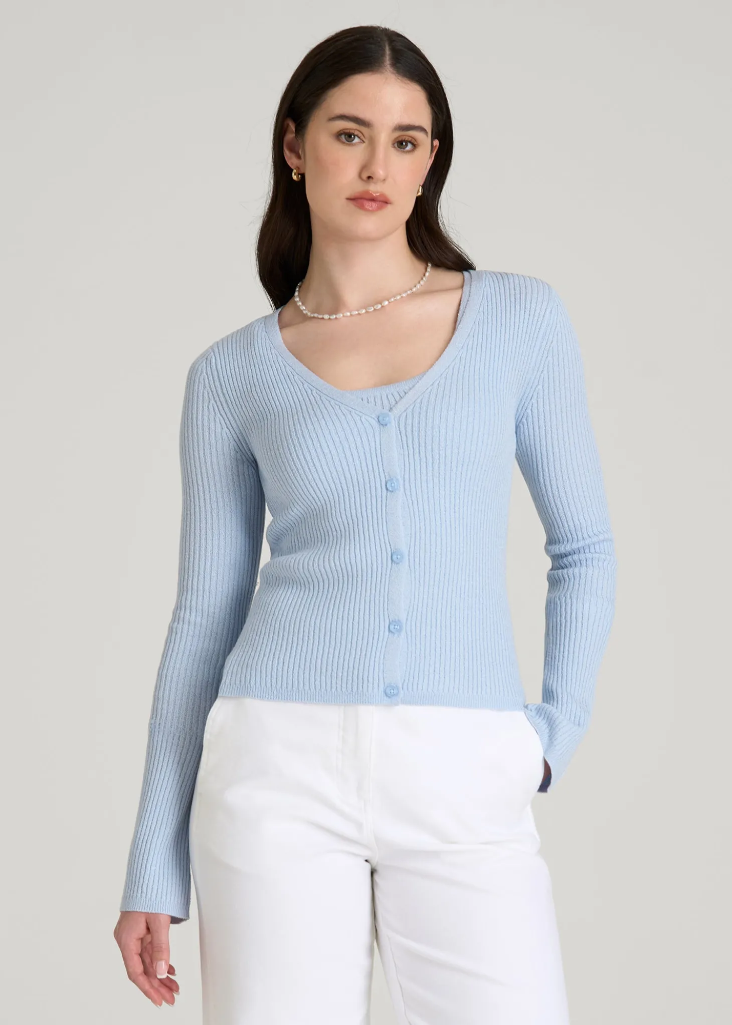 Boucle Knit Cardigan for Tall Women