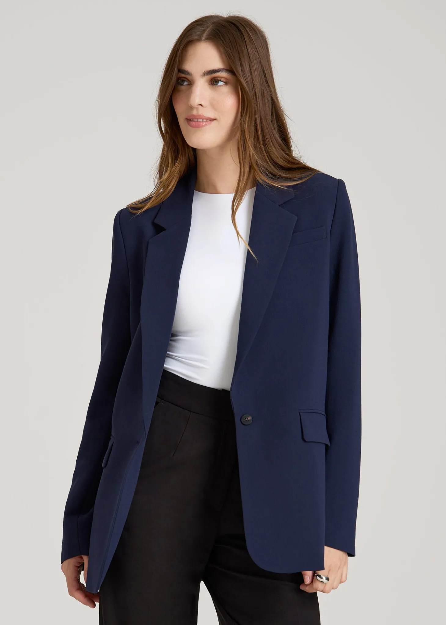 Boyfriend Fit Single-Button Blazer for Tall Women