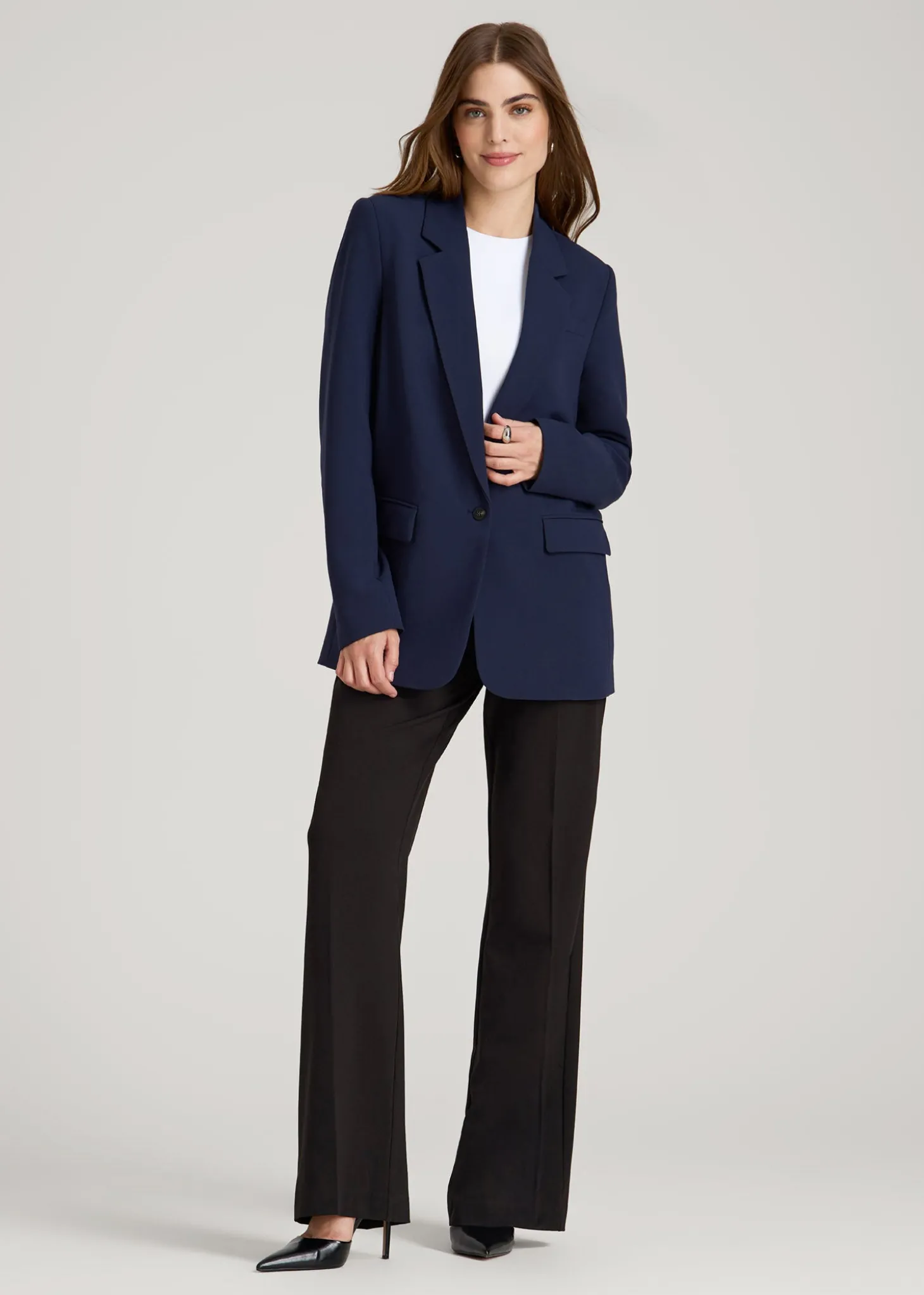Boyfriend Fit Single-Button Blazer for Tall Women