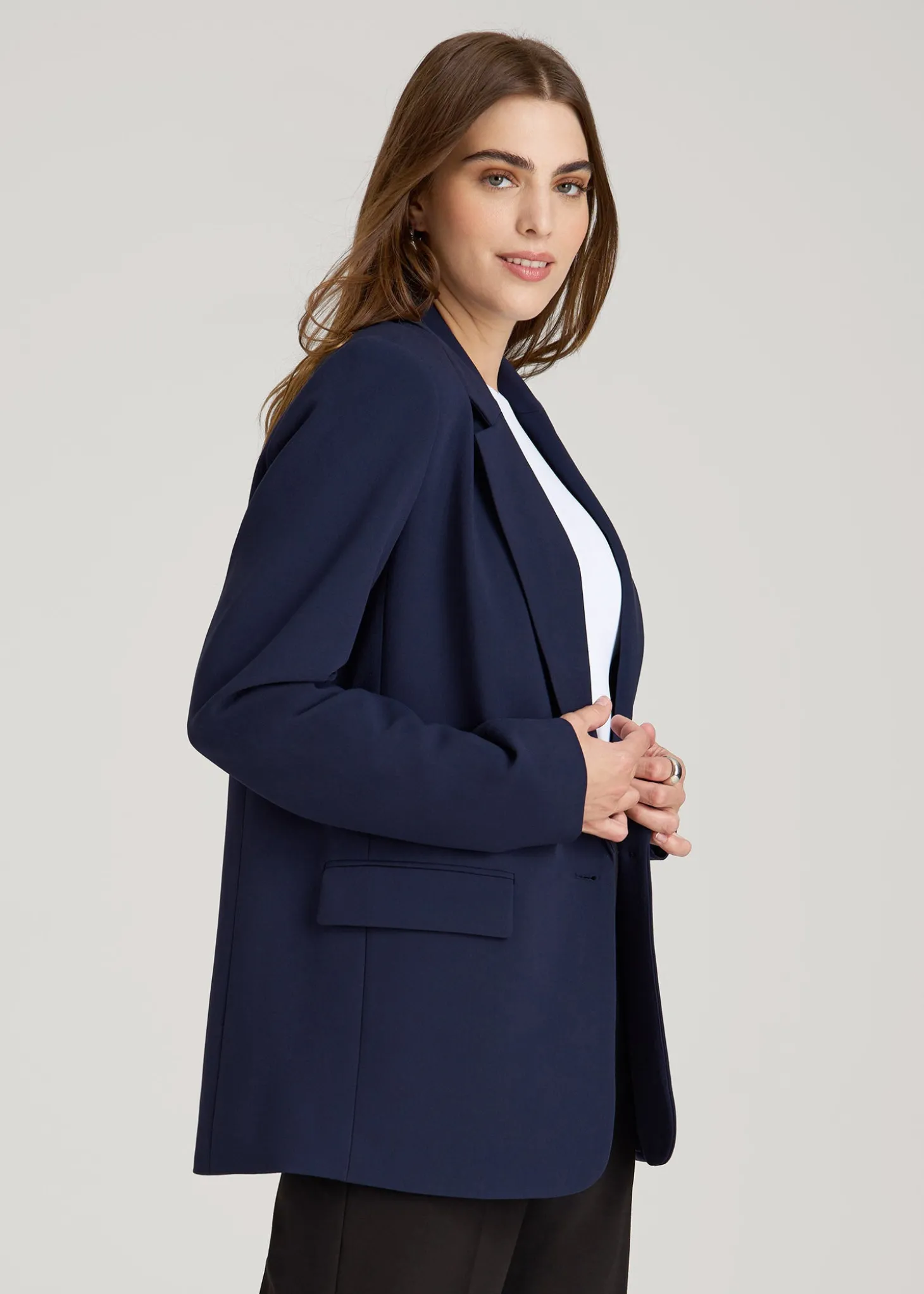 Boyfriend Fit Single-Button Blazer for Tall Women