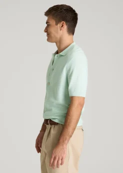 Braided Knit Short Sleeve Polo Cardigan for Tall Men