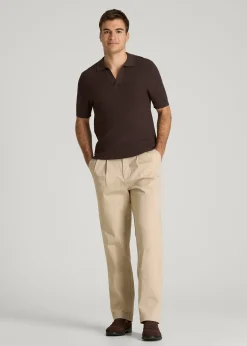 Braided Knit Sweater Polo for Tall Men