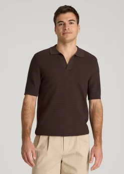 Braided Knit Sweater Polo for Tall Men