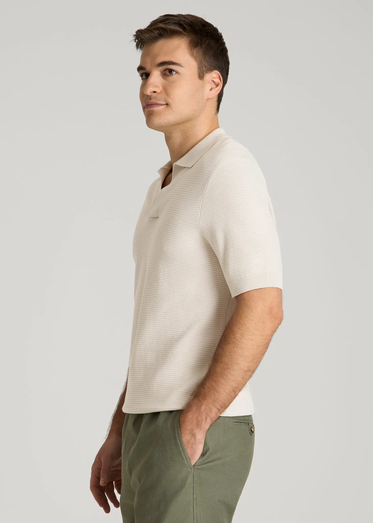 Braided Knit Sweater Polo for Tall Men