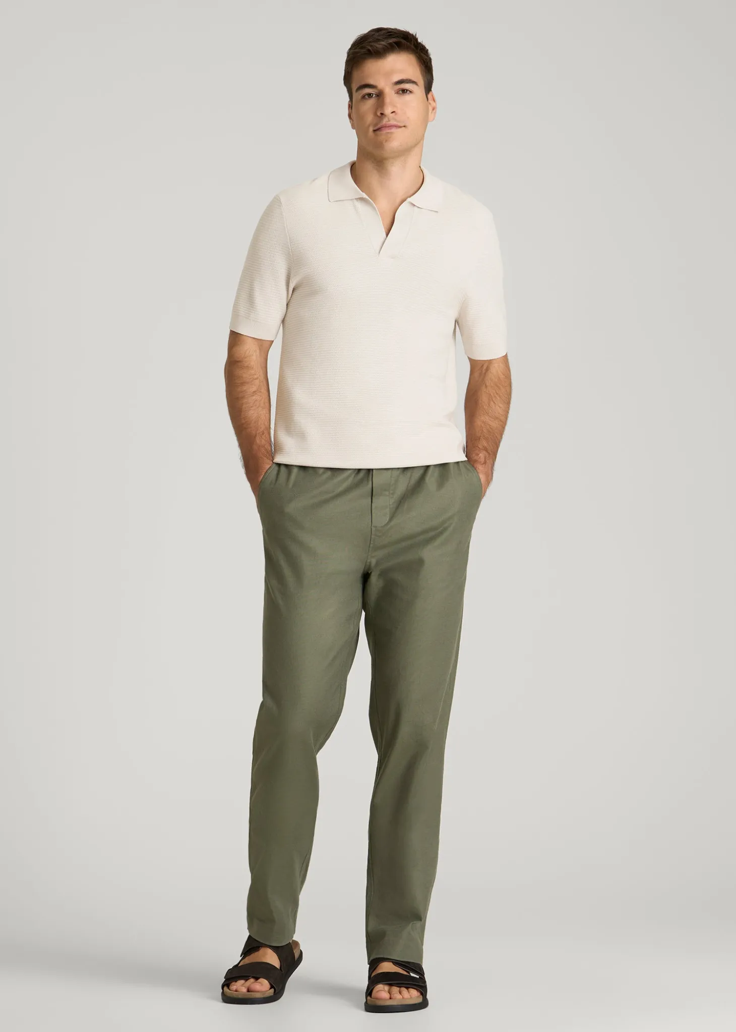 Braided Knit Sweater Polo for Tall Men