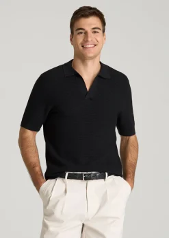 Braided Knit Sweater Polo for Tall Men