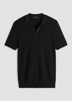 Braided Knit Sweater Polo for Tall Men