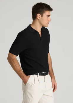 Braided Knit Sweater Polo for Tall Men