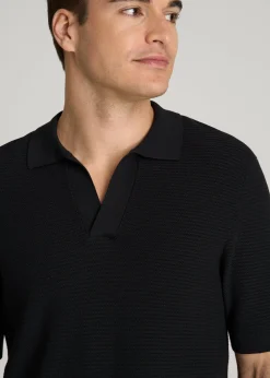 Braided Knit Sweater Polo for Tall Men