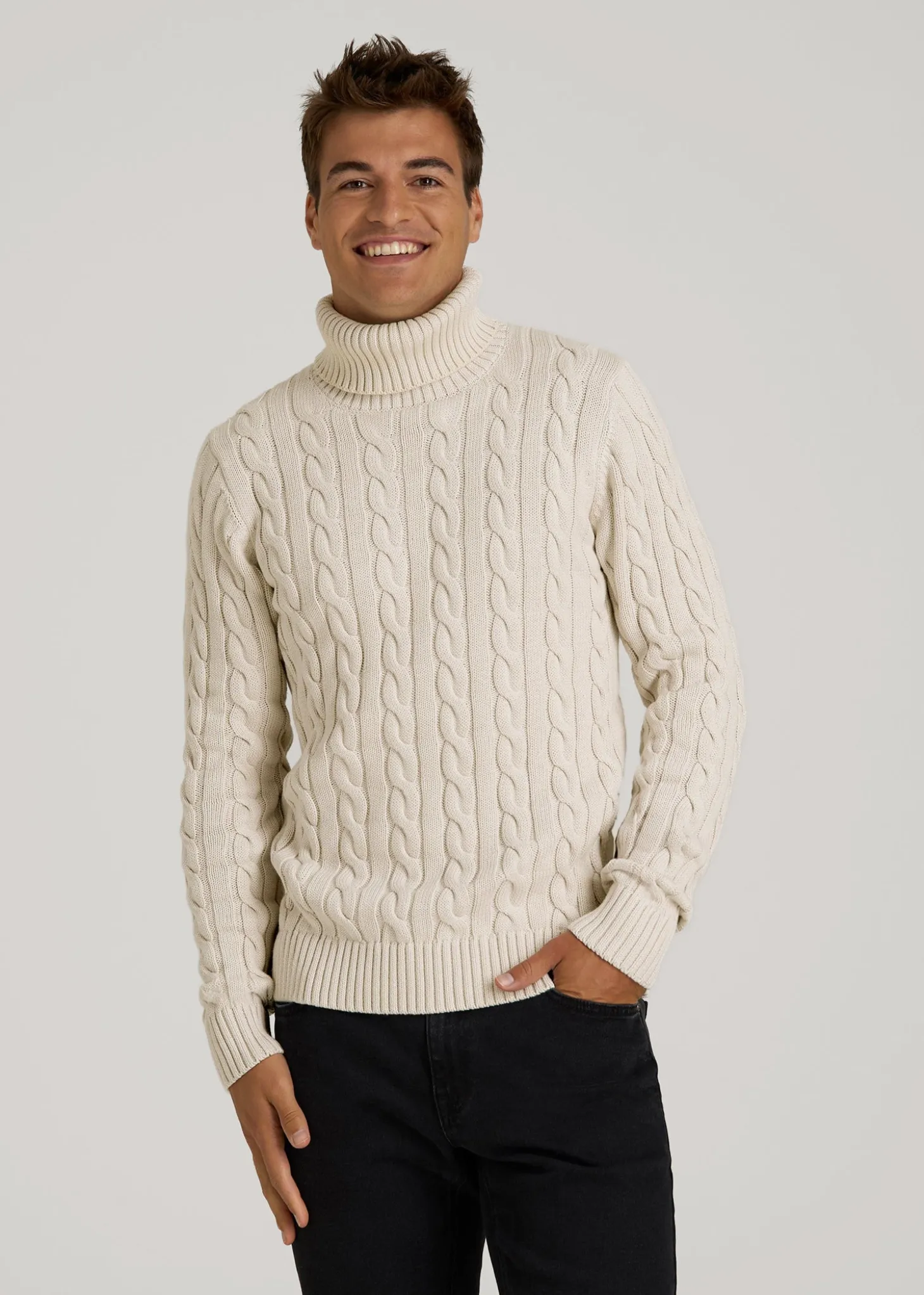 Cable Knit Turtleneck for Tall Men