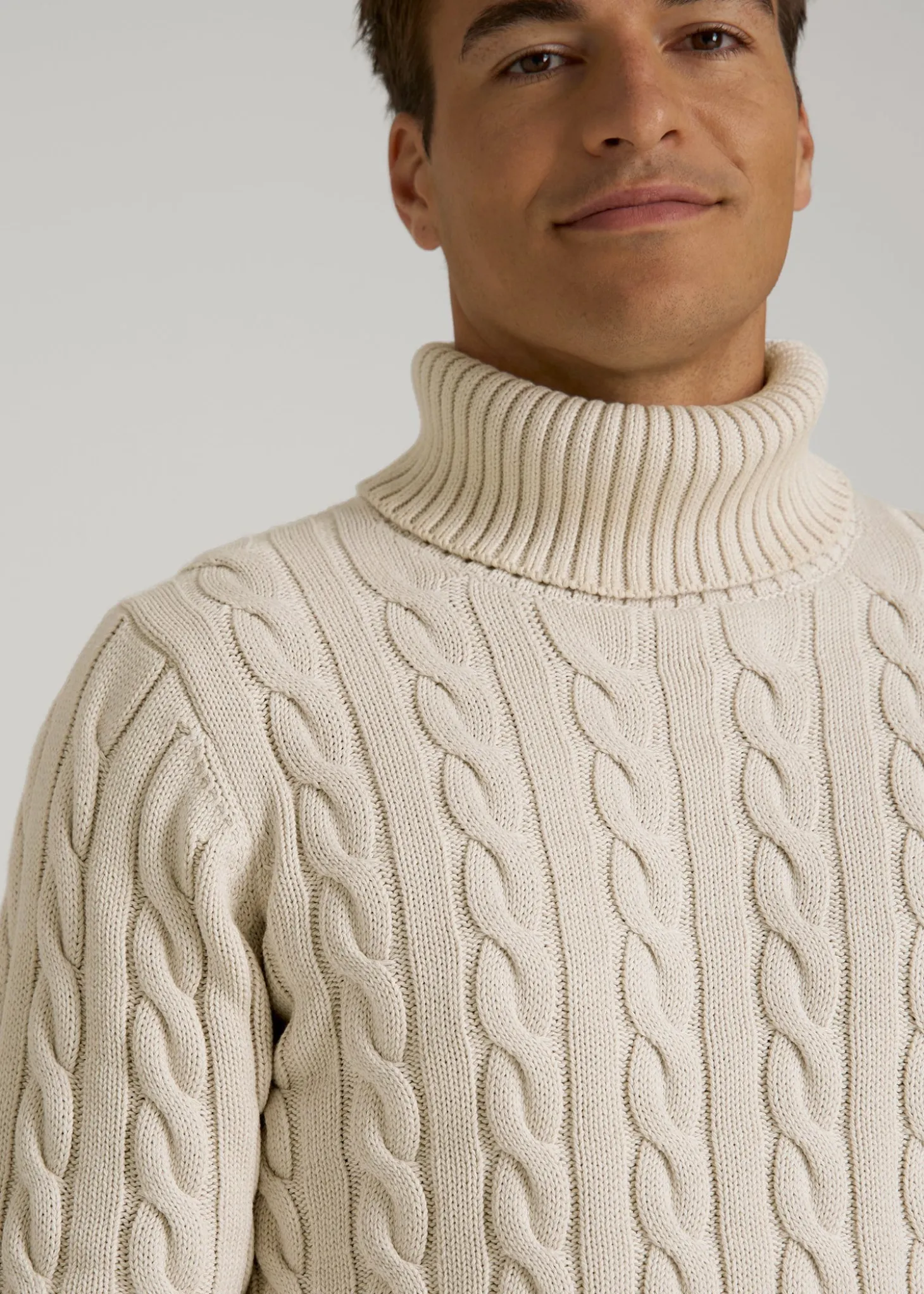Cable Knit Turtleneck for Tall Men