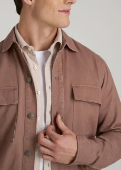 Casual Twill Shirt Jacket for Tall Men