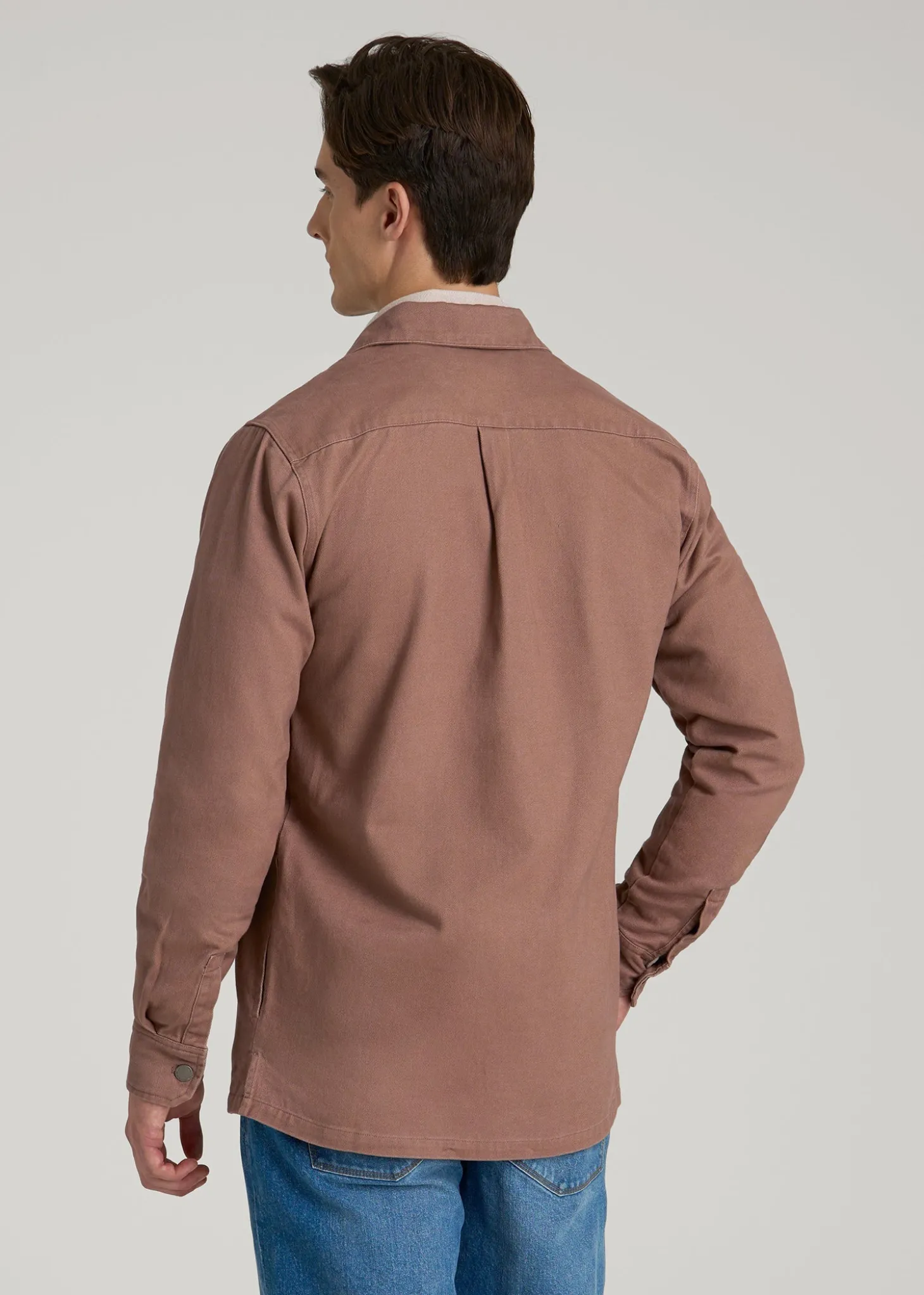 Casual Twill Shirt Jacket for Tall Men