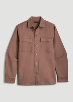 Casual Twill Shirt Jacket for Tall Men