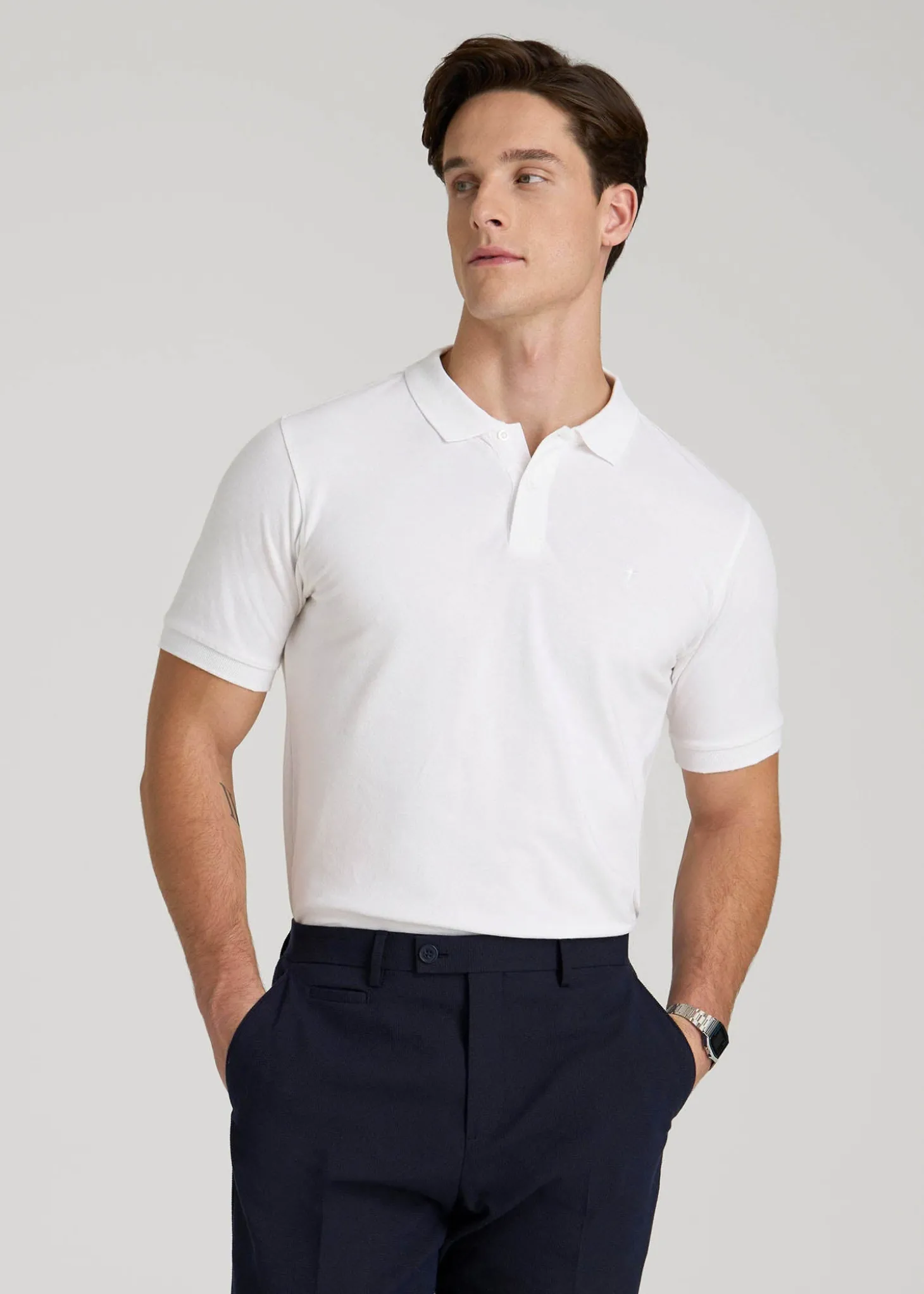 Classic Polo with Embroidered Logo for Tall Men