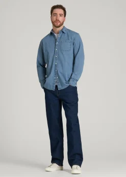 Classic Stretch Denim Shirt for Tall Men