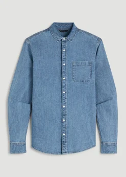 Classic Stretch Denim Shirt for Tall Men
