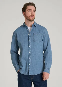 Classic Stretch Denim Shirt for Tall Men