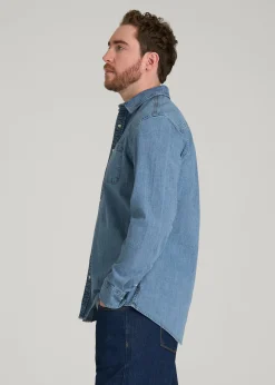 Classic Stretch Denim Shirt for Tall Men