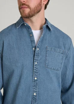 Classic Stretch Denim Shirt for Tall Men