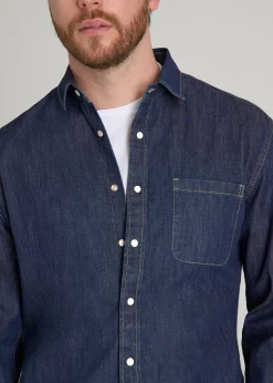 Classic Stretch Denim Shirt for Tall Men