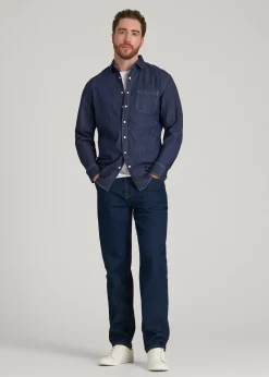 Classic Stretch Denim Shirt for Tall Men