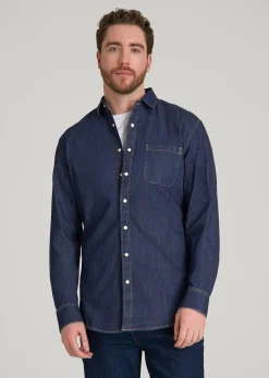 Classic Stretch Denim Shirt for Tall Men