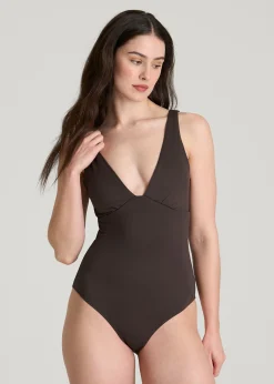 Classic V-Neck One Piece Swimsuit for Tall Women