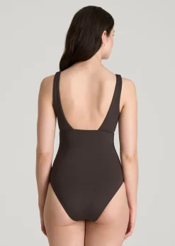 Classic V-Neck One Piece Swimsuit for Tall Women