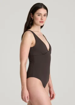Classic V-Neck One Piece Swimsuit for Tall Women