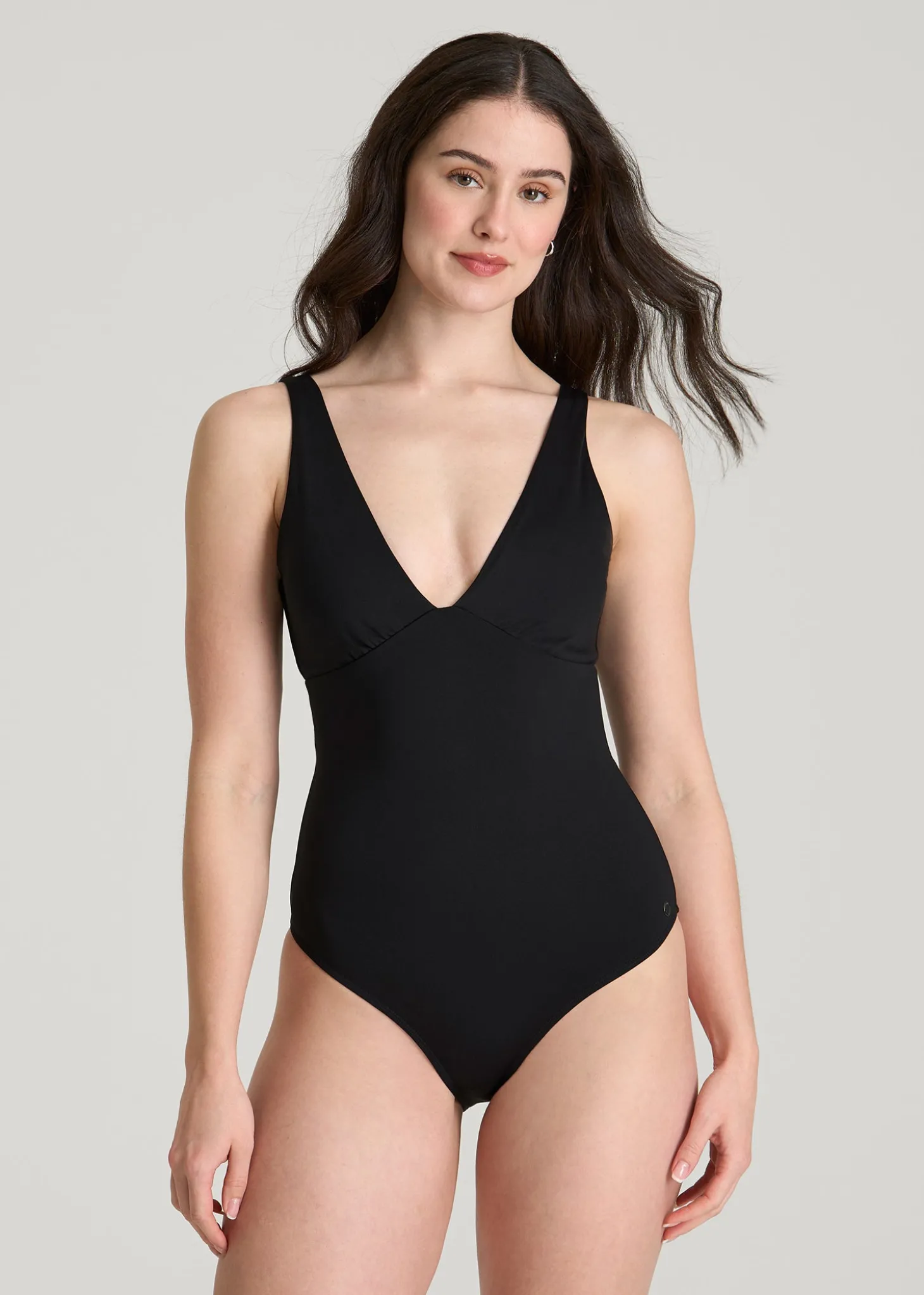 Classic V-Neck One Piece Swimsuit for Tall Women