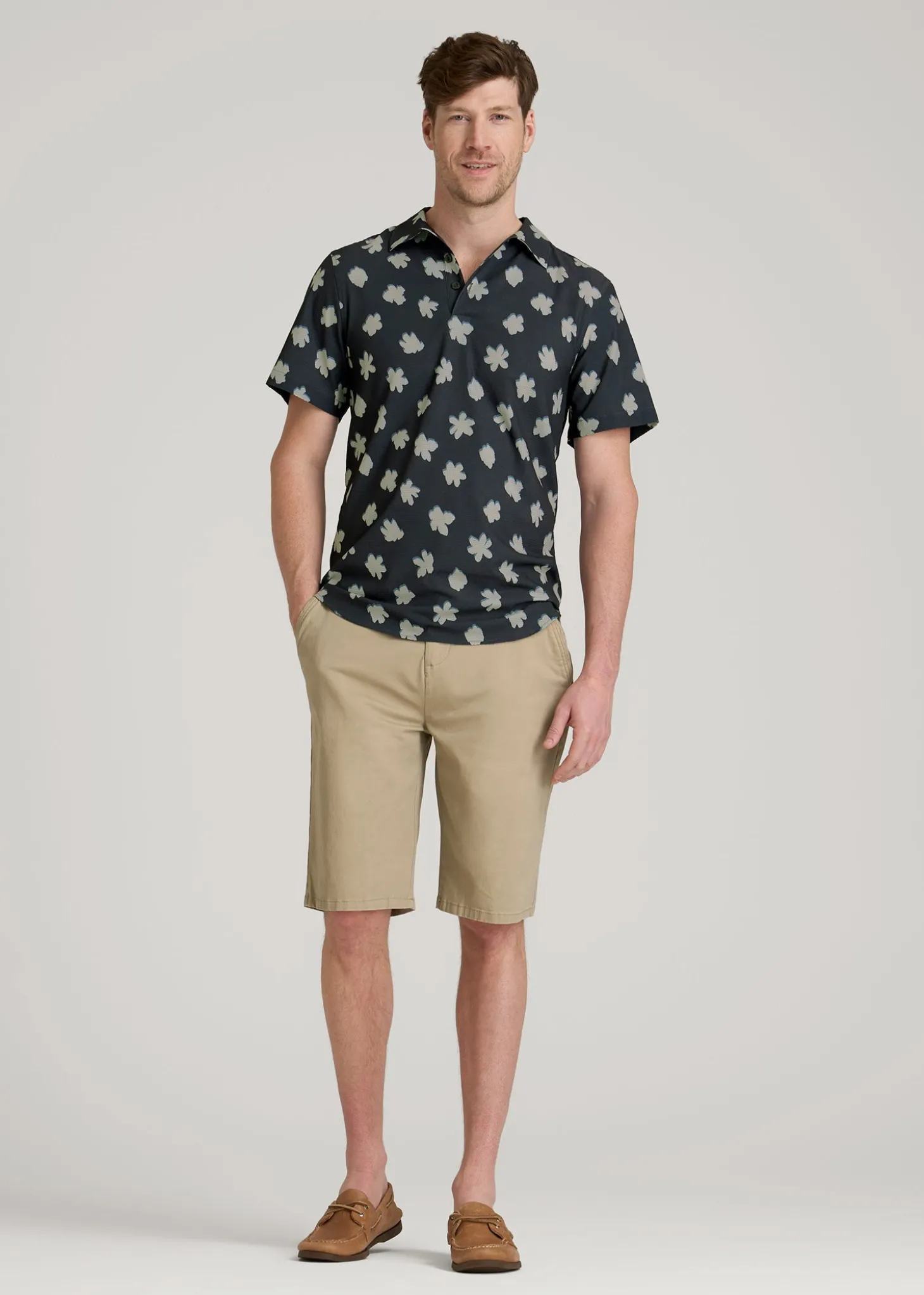 Coastal Perforated Polo Shirt for Tall Men