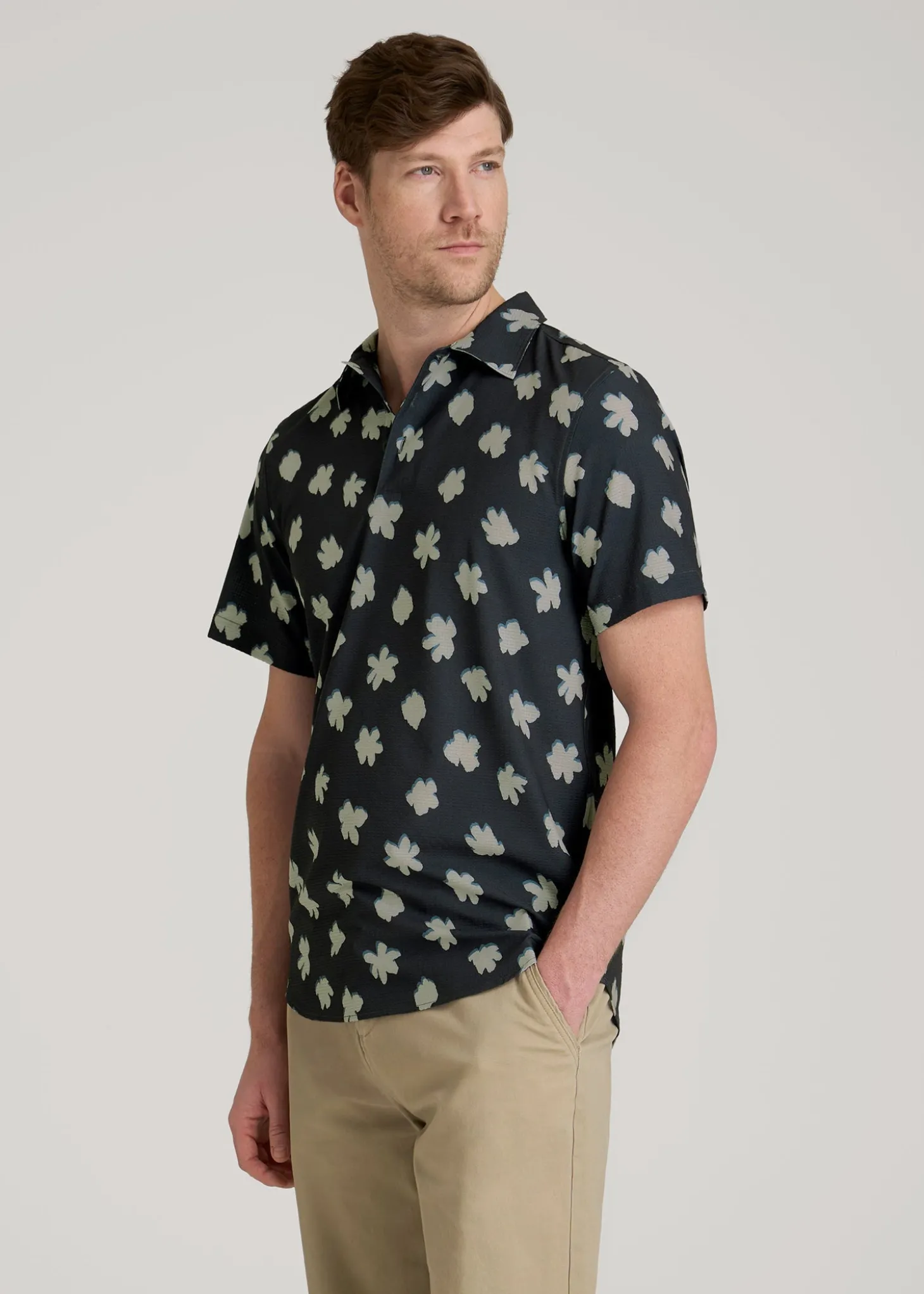 Coastal Perforated Polo Shirt for Tall Men
