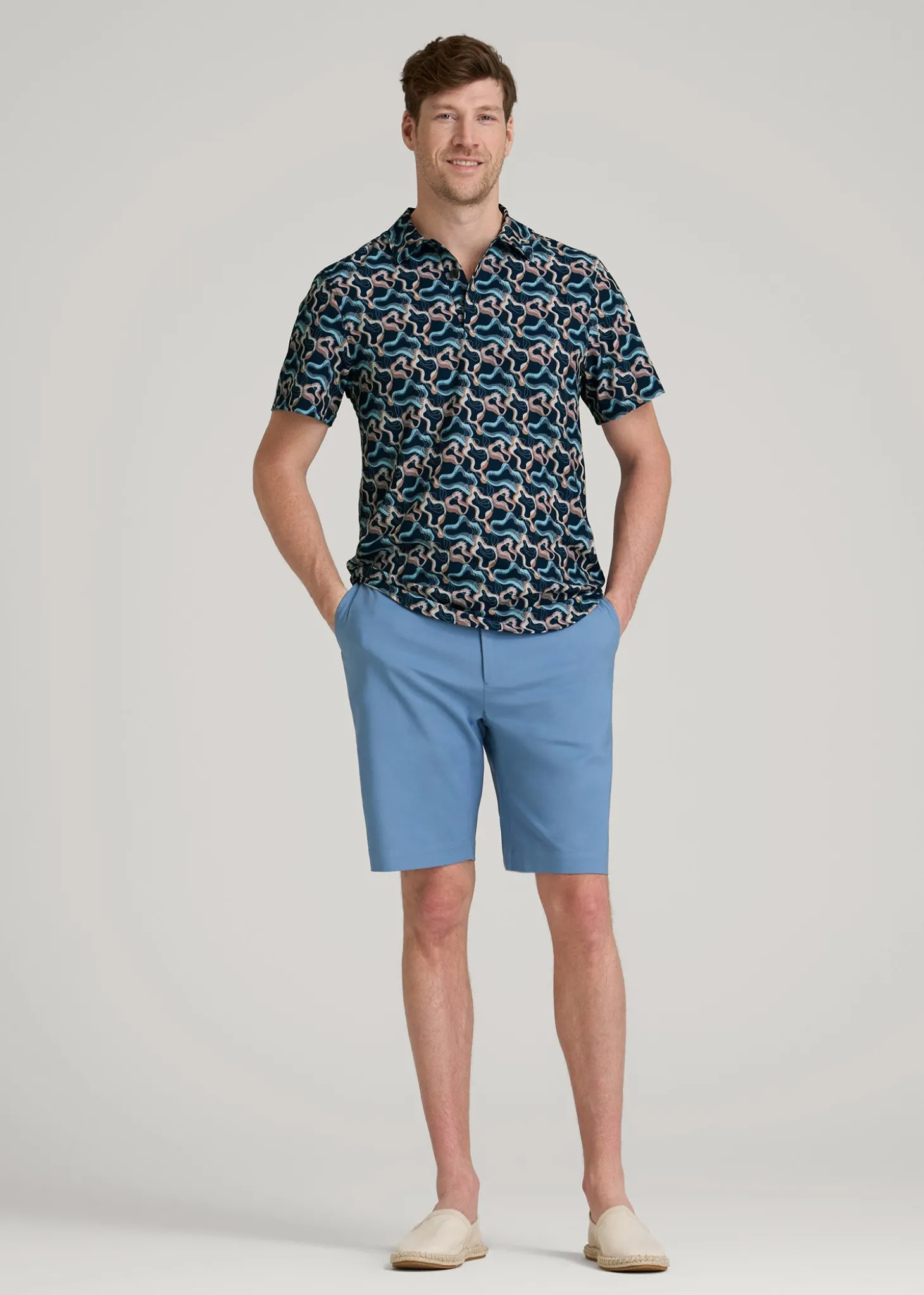 Coastal Perforated Polo Shirt for Tall Men