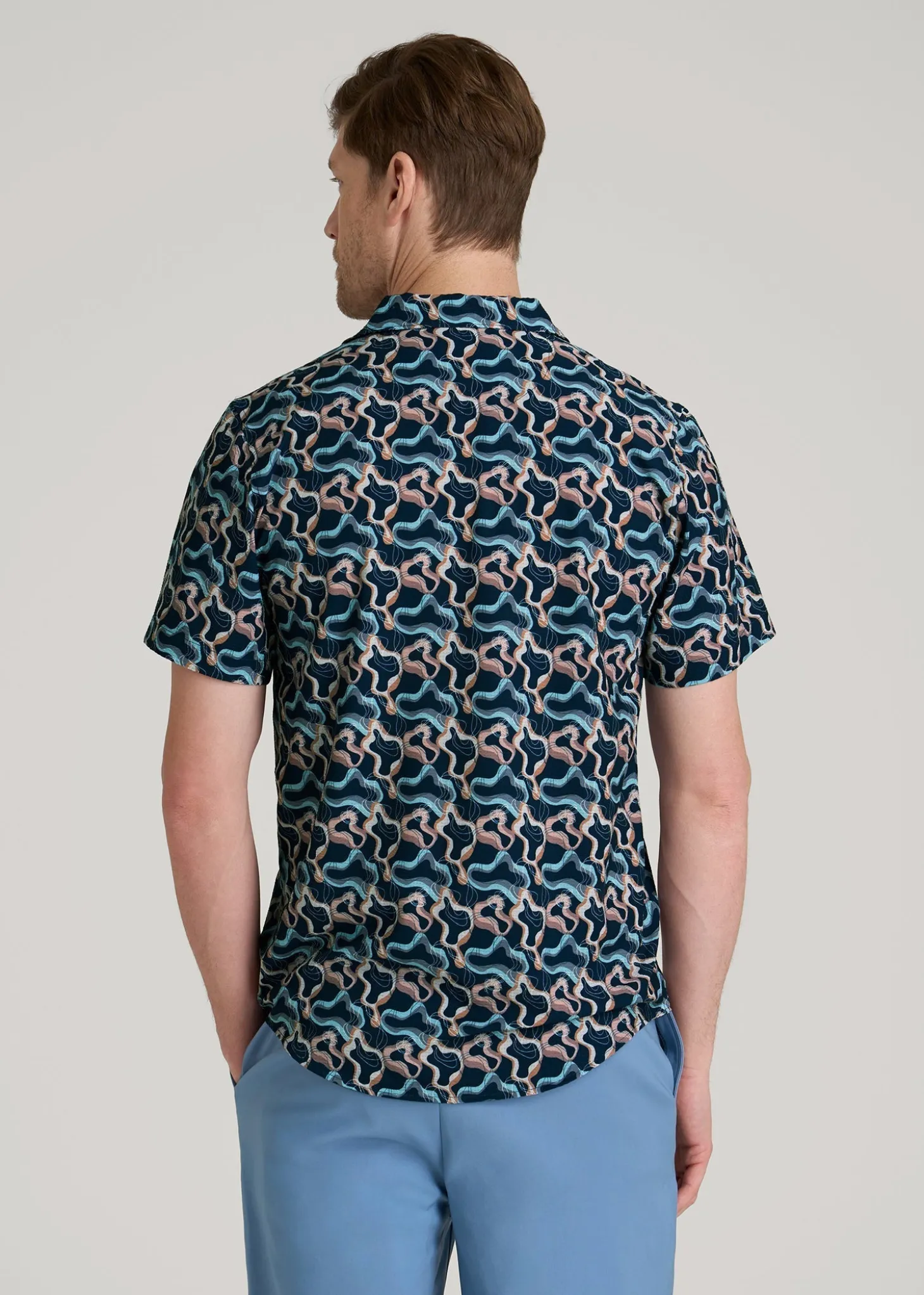 Coastal Perforated Polo Shirt for Tall Men