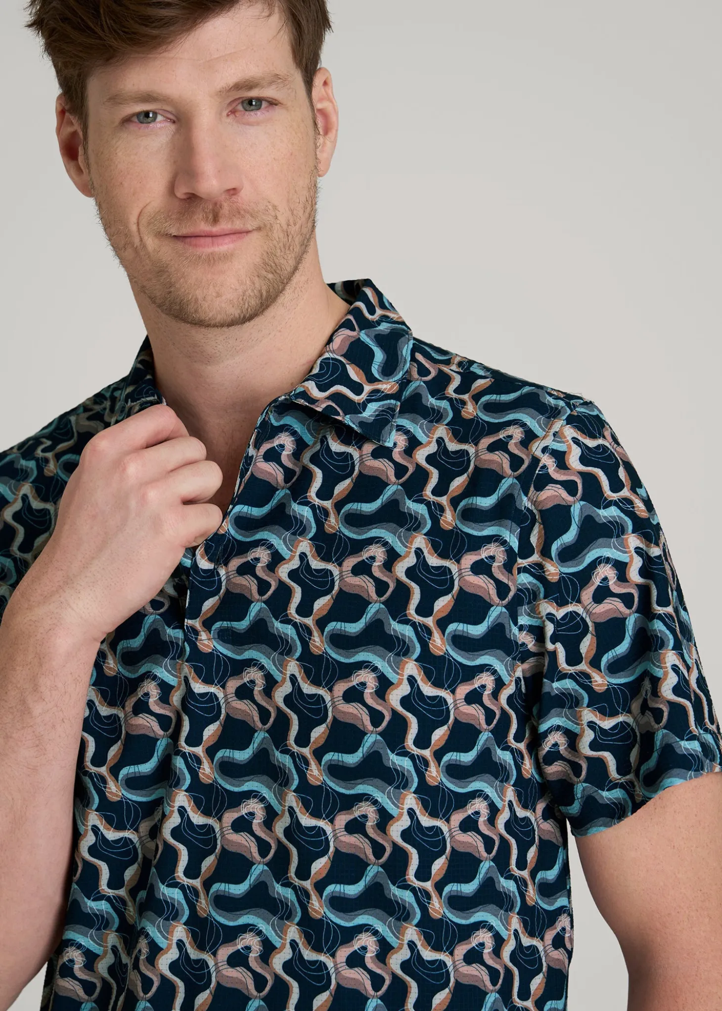 Coastal Perforated Polo Shirt for Tall Men