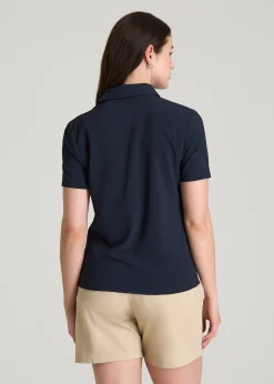 Coastal Perforated Short Sleeve Golf Polo for Tall Women