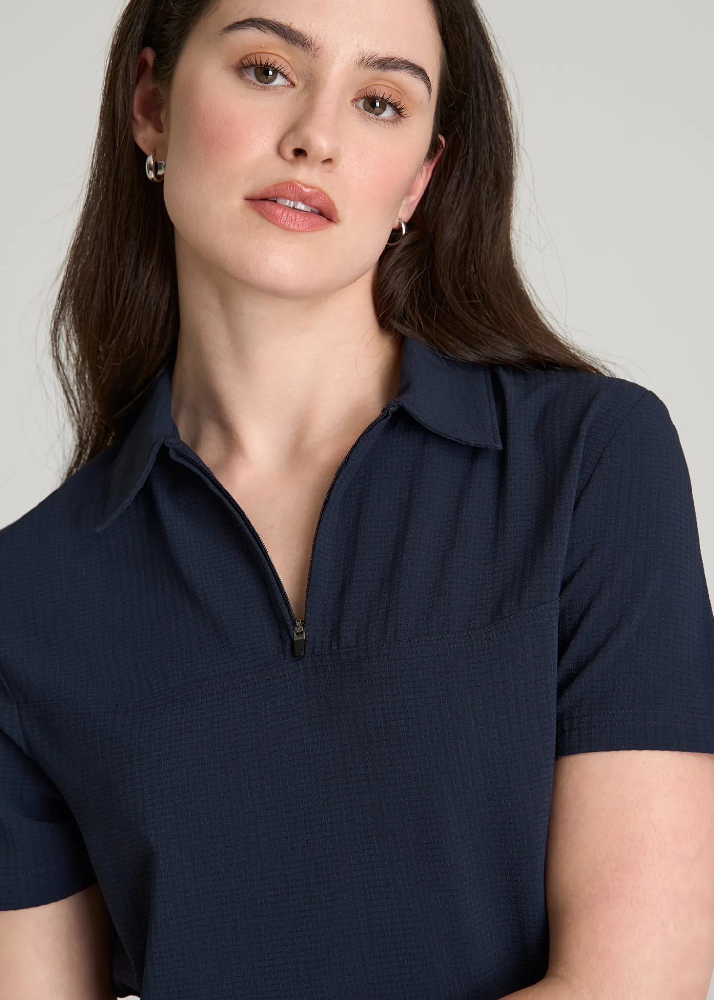 Coastal Perforated Short Sleeve Golf Polo for Tall Women