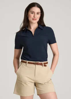 Coastal Perforated Short Sleeve Golf Polo for Tall Women
