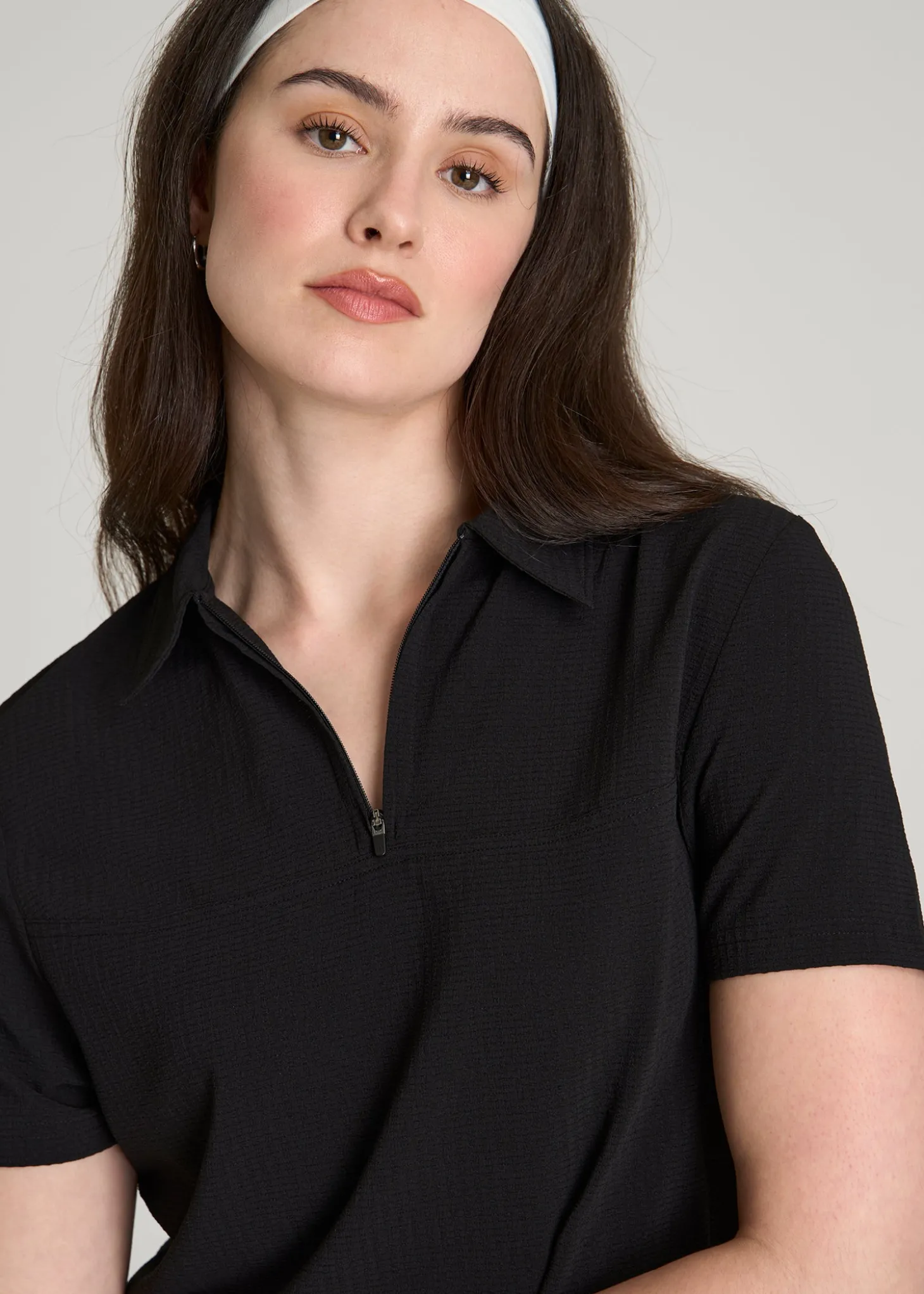 Coastal Perforated Short Sleeve Golf Polo for Tall Women
