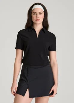 Coastal Perforated Short Sleeve Golf Polo for Tall Women