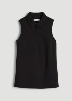 Coastal Perforated Sleeveless Polo for Tall Women