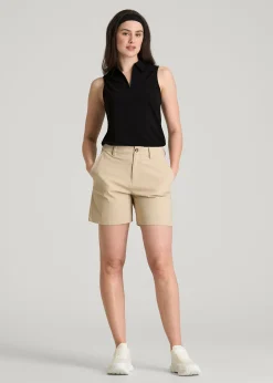 Coastal Perforated Sleeveless Polo for Tall Women