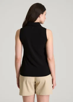 Coastal Perforated Sleeveless Polo for Tall Women
