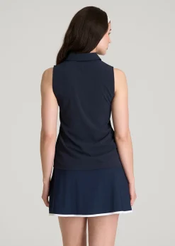 Coastal Perforated Sleeveless Polo for Tall Women