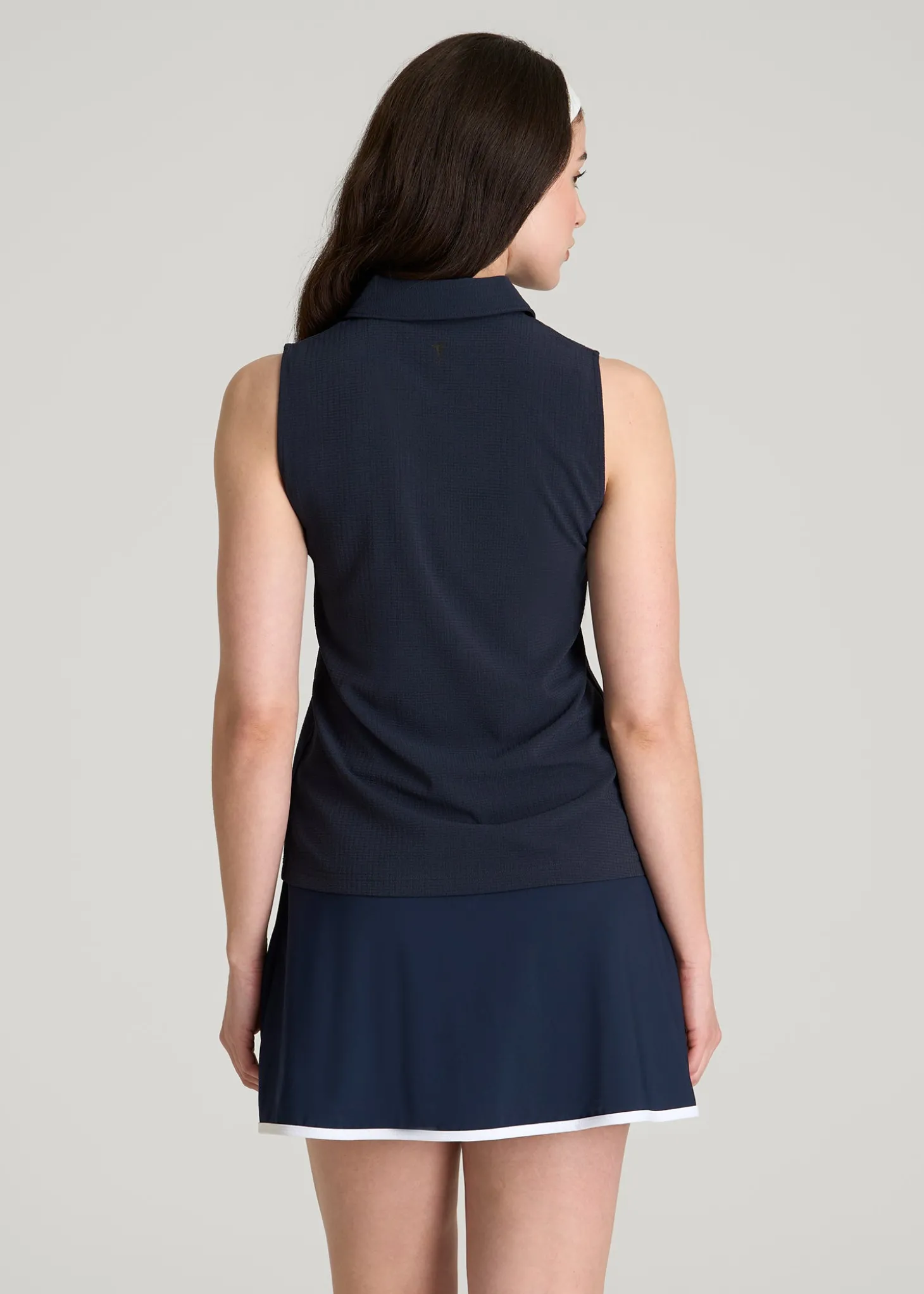 Coastal Perforated Sleeveless Polo for Tall Women