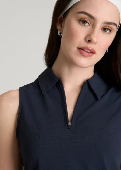 Coastal Perforated Sleeveless Polo for Tall Women