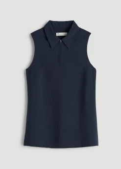 Coastal Perforated Sleeveless Polo for Tall Women