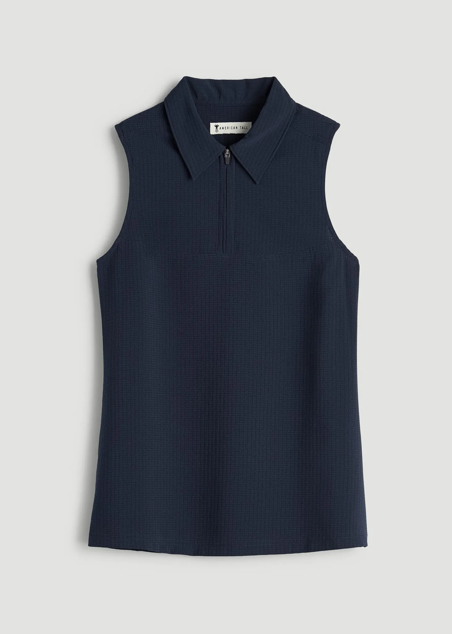 Coastal Perforated Sleeveless Polo for Tall Women